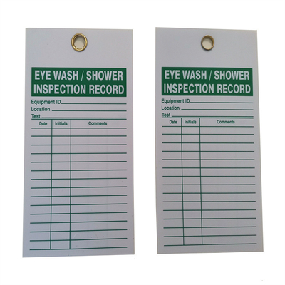 Custom Lockout Eye Wash / Shower Inspection Record Tag 7"x4"