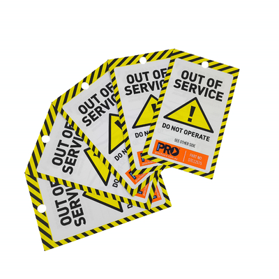 Yellow Out of Service Tag Non Tear All Weather Lockout Safety Tag