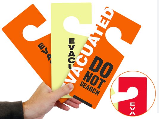 Custom Printed Evacauted Tag PVC Durable Door Knob Door Warning Tag