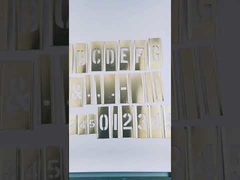 Предмет Стенцильный комплект, высота персонажа 1,5 дюйма, материал латуни, толщина 0,007 дюйма, общая высота 1,5 дюйма