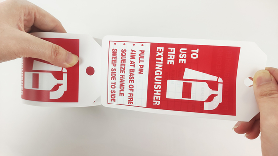 Fire Extinguisher  Inspection Tag Vinyl Waterproof Outdoor 2 Sided Printed Safety Tag