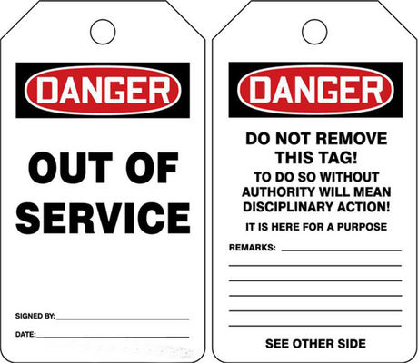 Custom Printed Logo Danger Tag PVC Durable Writable Safety Tag
