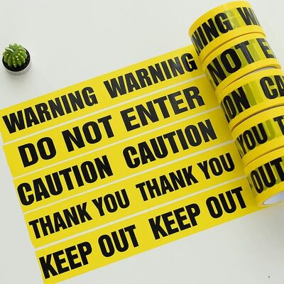 Custom Caution Barricade Tape PE Yellow Waterproof Durable Roll Non-adhesive Warning Tape