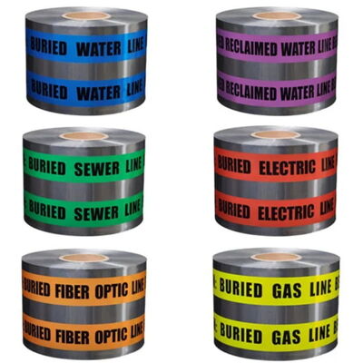 Custom Printed Underground Detectable  PE Aluminum Backing  Roll Warning Tape Plastic Barrier Tape